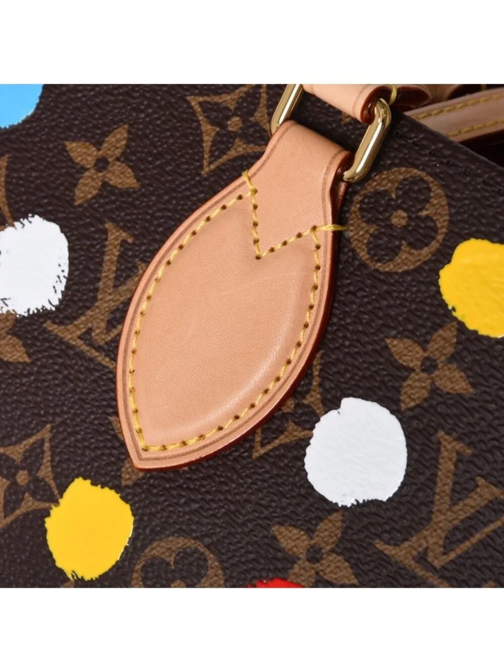 Louis Vuitton On The Go MM Yayoi Kusama Shoulder Bag 2-Way Leather Monogram
